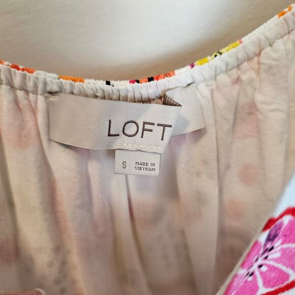 Loft Fruit Salad Pink Yellow Shorts Romper Pockets‎ Cherries Lemons Size Small - Picture 10 of 10